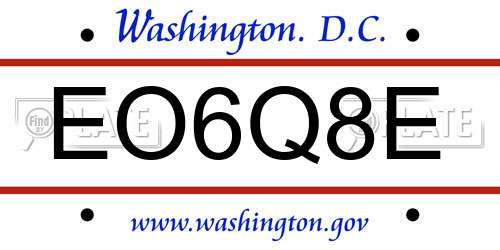 EO6Q8E District Of Columbia License Plate