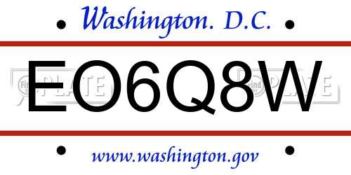 EO6Q8W District Of Columbia License Plate