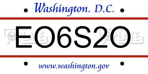 EO6S2O District Of Columbia License Plate