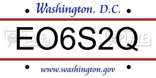 EO6S2Q District Of Columbia License Plate