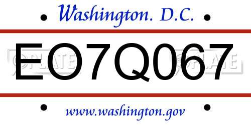 EO7Q067 District Of Columbia License Plate