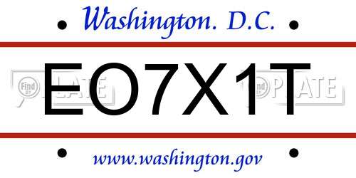 EO7X1T District Of Columbia License Plate