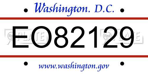 EO82129 District Of Columbia License Plate