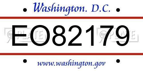 EO82179 District Of Columbia License Plate
