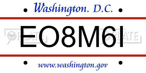 EO8M6I District Of Columbia License Plate