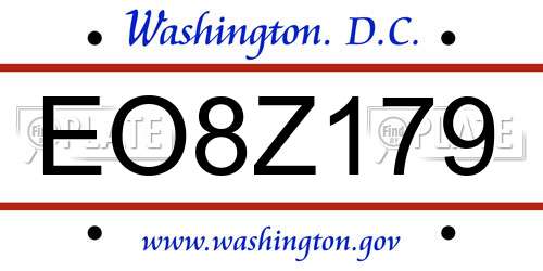 EO8Z179 District Of Columbia License Plate