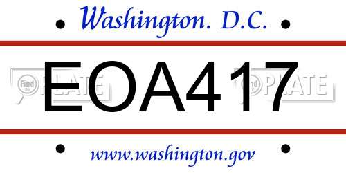 EOA417 District Of Columbia License Plate