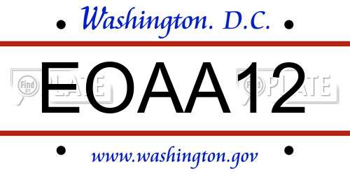 EOAA12 District Of Columbia License Plate