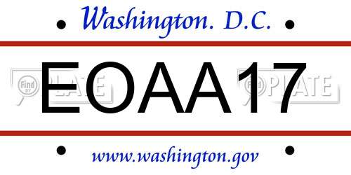 EOAA17 District Of Columbia License Plate