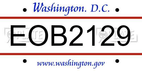 EOB2129 District Of Columbia License Plate