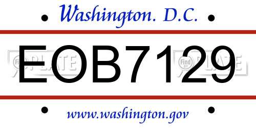 EOB7129 District Of Columbia License Plate