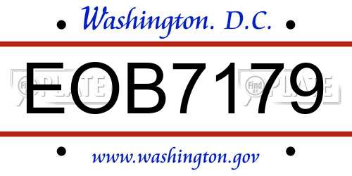 EOB7179 District Of Columbia License Plate