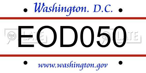 EOD050 District Of Columbia License Plate