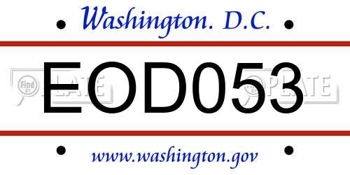 EOD053 District Of Columbia License Plate