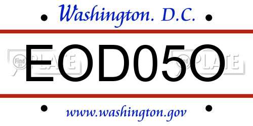EOD05O District Of Columbia License Plate