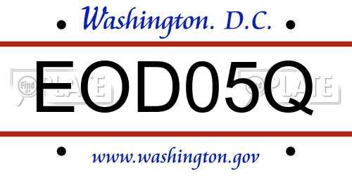 EOD05Q District Of Columbia License Plate