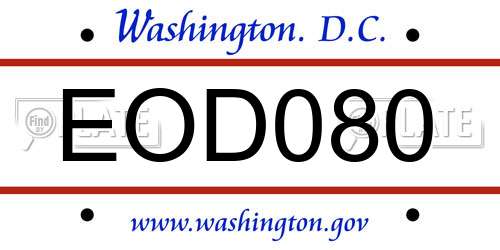 EOD080 District Of Columbia License Plate