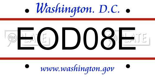 EOD08E District Of Columbia License Plate