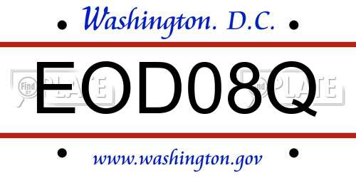 EOD08Q District Of Columbia License Plate