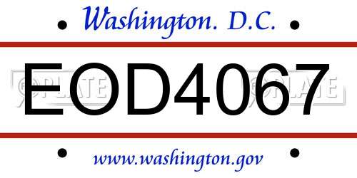 EOD4067 District Of Columbia License Plate