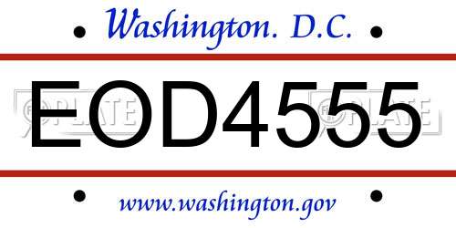 EOD4555 District Of Columbia License Plate
