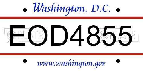 EOD4855 District Of Columbia License Plate