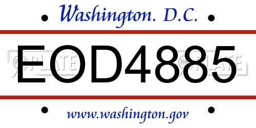 EOD4885 District Of Columbia License Plate
