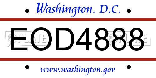 EOD4888 District Of Columbia License Plate