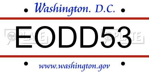 EODD53 District Of Columbia License Plate