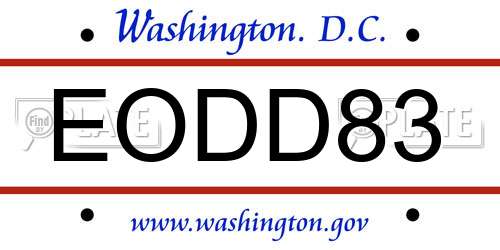 EODD83 District Of Columbia License Plate