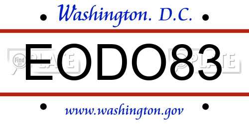 EODO83 District Of Columbia License Plate