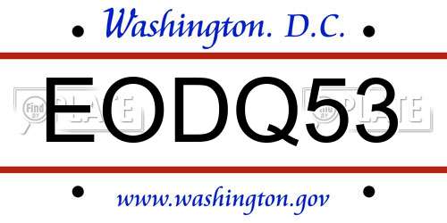 EODQ53 District Of Columbia License Plate
