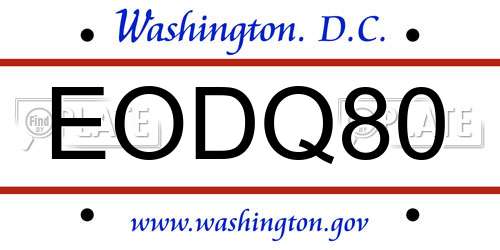 EODQ80 District Of Columbia License Plate