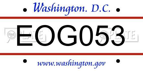 EOG053 District Of Columbia License Plate
