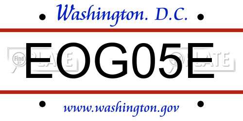EOG05E District Of Columbia License Plate