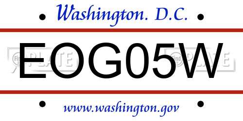 EOG05W District Of Columbia License Plate