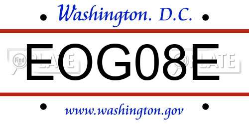 EOG08E District Of Columbia License Plate