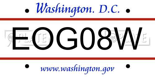 EOG08W District Of Columbia License Plate