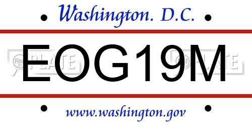EOG19M District Of Columbia License Plate