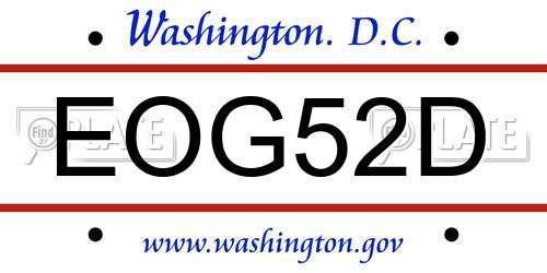 EOG52D District Of Columbia License Plate