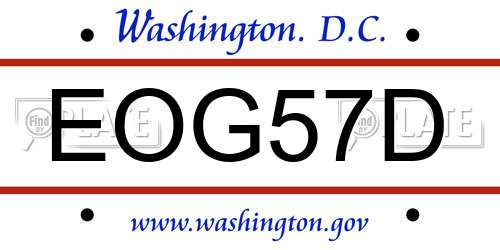 EOG57D District Of Columbia License Plate