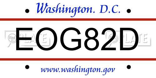 EOG82D District Of Columbia License Plate