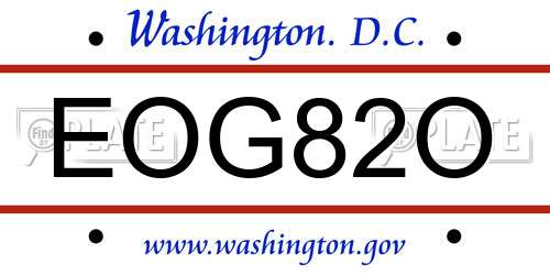 EOG82O District Of Columbia License Plate