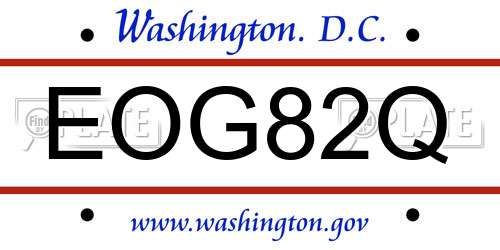 EOG82Q District Of Columbia License Plate
