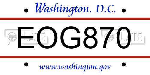 EOG870 District Of Columbia License Plate