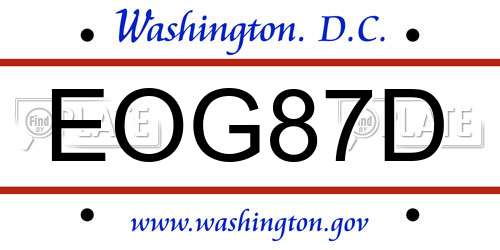EOG87D District Of Columbia License Plate