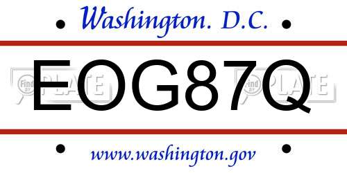EOG87Q District Of Columbia License Plate