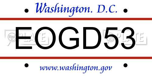 EOGD53 District Of Columbia License Plate