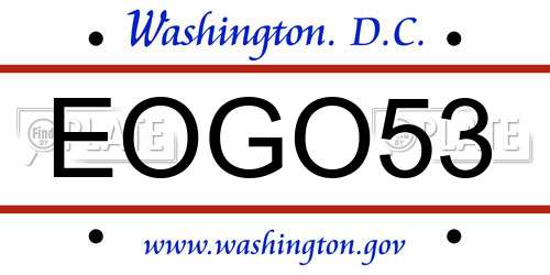 EOGO53 District Of Columbia License Plate