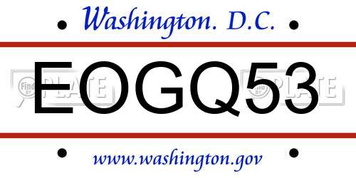 EOGQ53 District Of Columbia License Plate
